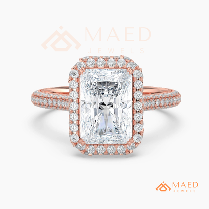 Radiant Cut Halo Engagement Ring in Sterling Silver, 14K Gold & 14K Rose Gold