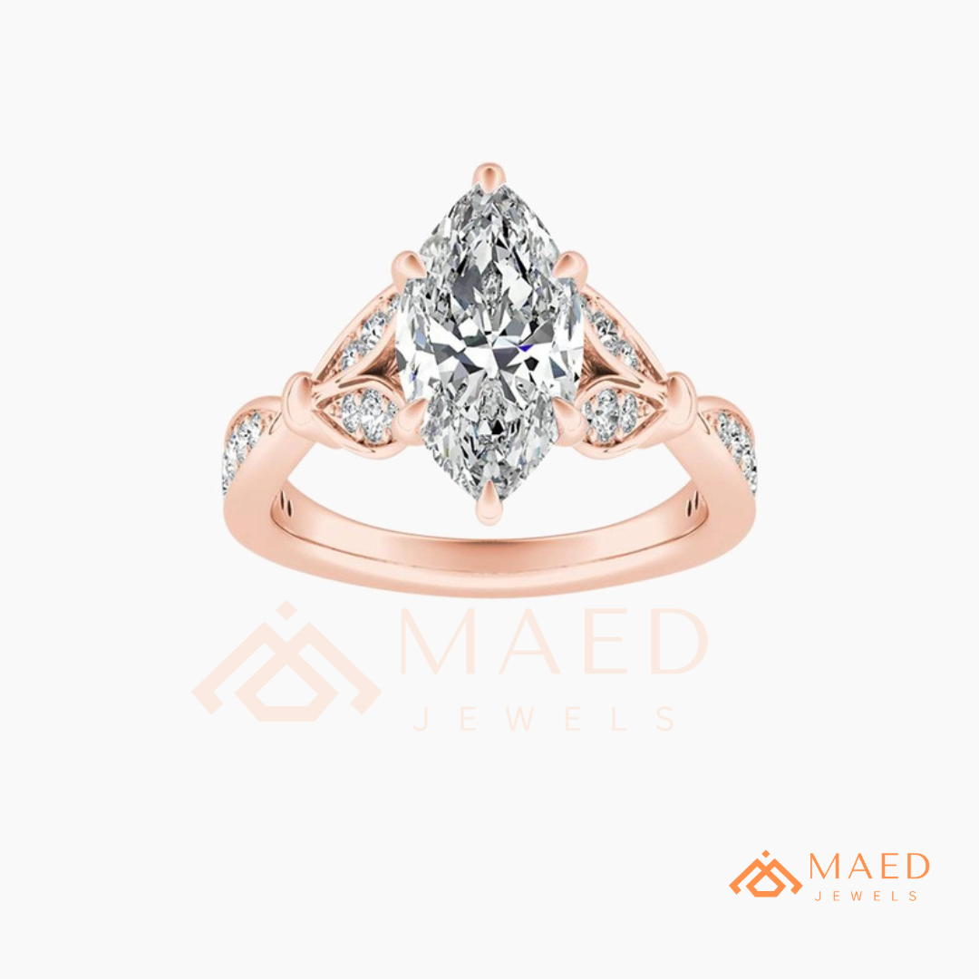The Grace Radiant Cut Solitaire Engagement Ring with Pave Twist Band in Silver, 14K Gold & 14K Rose Gold