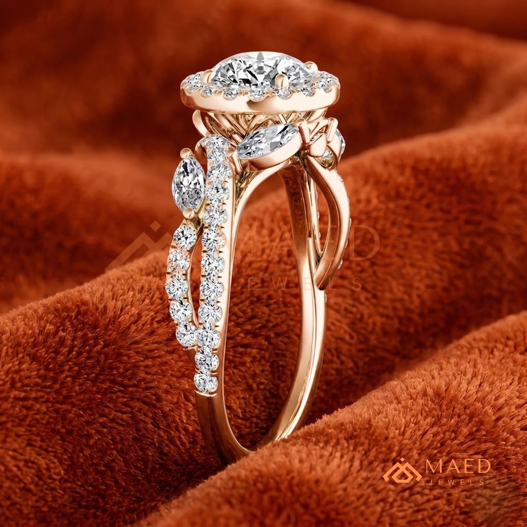 Radiant Cut Double Halo Engagement Ring with Twisted Shank