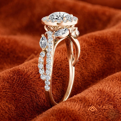 Radiant Cut Double Halo Engagement Ring with Twisted Shank