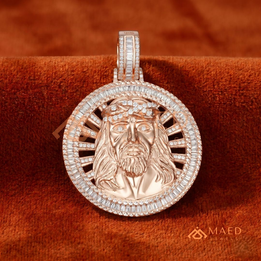 Diamond Jesus Piece Medallion Pendant | 14K Gold, Rose Gold & Sterling Silver