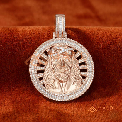 Diamond Jesus Piece Medallion Pendant | 14K Gold, Rose Gold & Sterling Silver