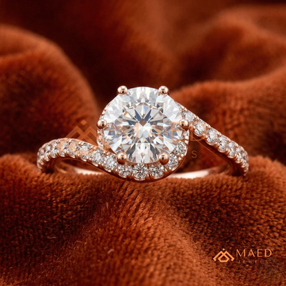 Ethereal Swirl Halo [Gemstone Type] Ring in 14K Yellow Gold, Rose Gold & Silver