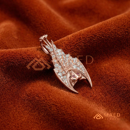 Vampire Bat Diamond Cluster Statement Charm – Red Eye Halloween Pendant