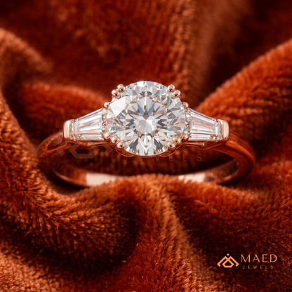 Classic 3-Stone Tapered Baguette Ring in 14K Yellow Gold, Rose Gold & Sterling Silver