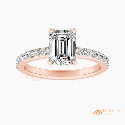 Romantic Heart Cut Bypass Engagement Ring with Swirl Pavé Band