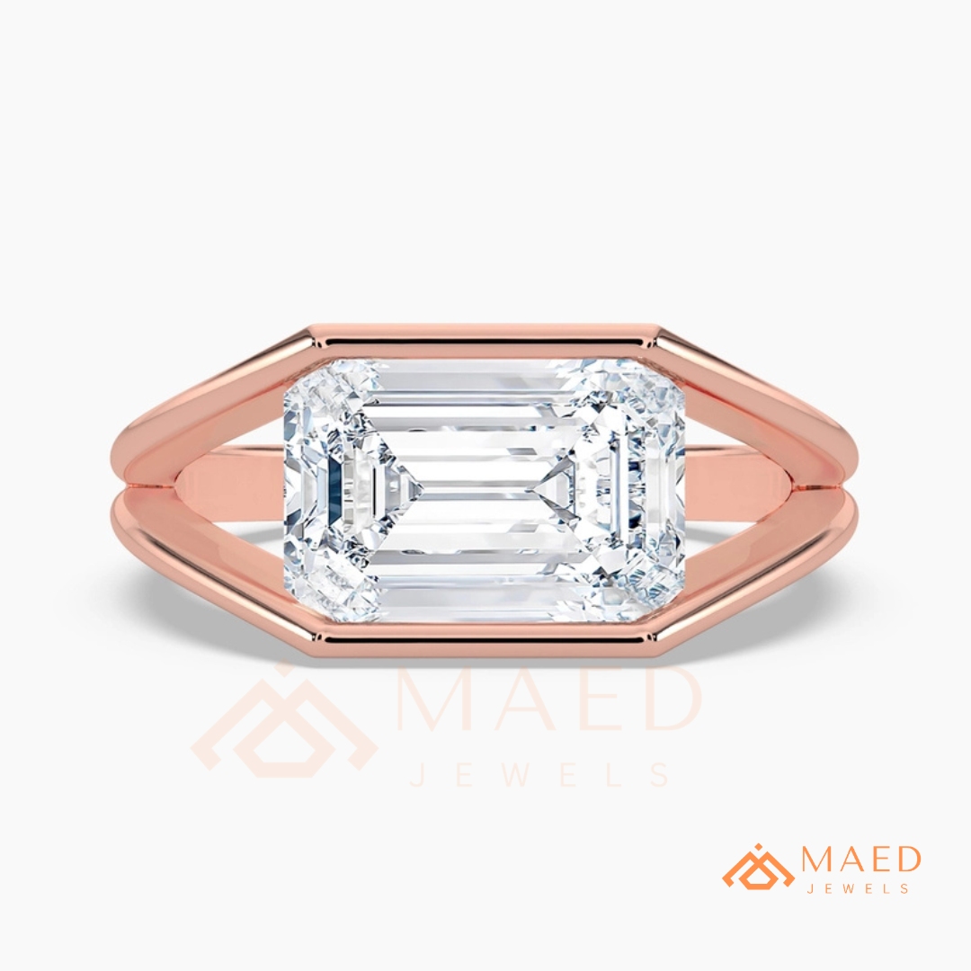 Nature-Inspired Radiant Cut Three-Stone Engagement Ring with Thorn Band in Silver, 14K Gold & Rose Gold