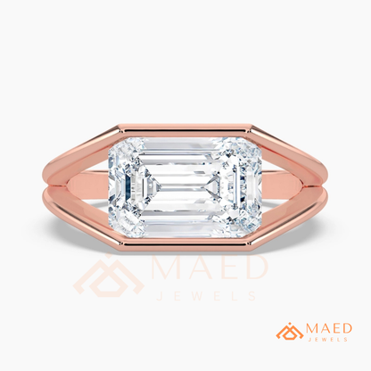 Nature-Inspired Radiant Cut Three-Stone Engagement Ring with Thorn Band in Silver, 14K Gold & Rose Gold