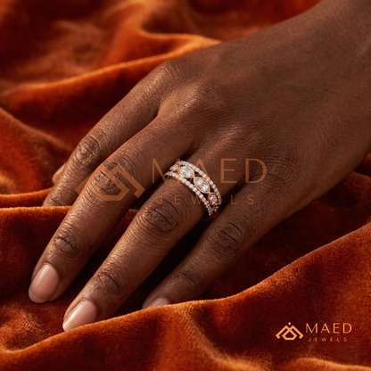 Amara Two-Tone Milgrain Filigree Ring – Available in Silver, 14K Yellow & Rose Gold