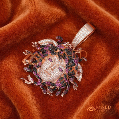 Fully Flooded Multi-Color Medusa Head Charm – Exotic Serpent Pendant