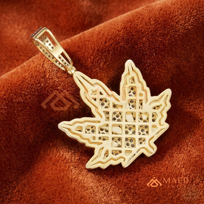 Iced Out Leaf Diamond Pendant | 14K Gold, Rose Gold & Sterling Silver