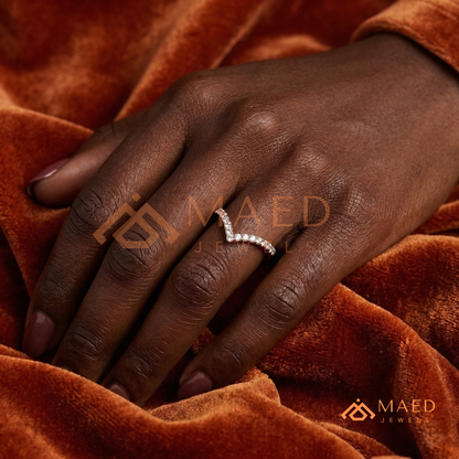 Curved V-Shaped Contoured Nesting Ring in Silver, 14K Yellow Gold, or Rose Gold