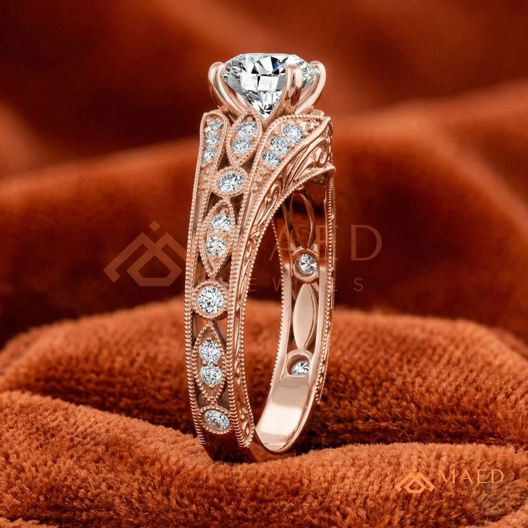 Vintage Filigree Engagement Ring – Art Deco Inspired Diamond Ring