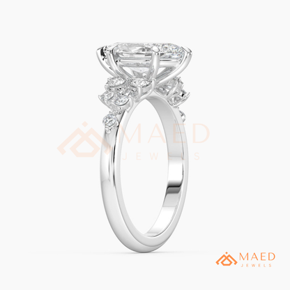 Vintage Marquise Cut Cluster Engagement Ring in 14K Gold, Rose Gold & Silver