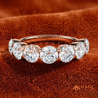 Classic Round Cut Half Eternity Ring – Shared Prong Moissanite Anniversary Band