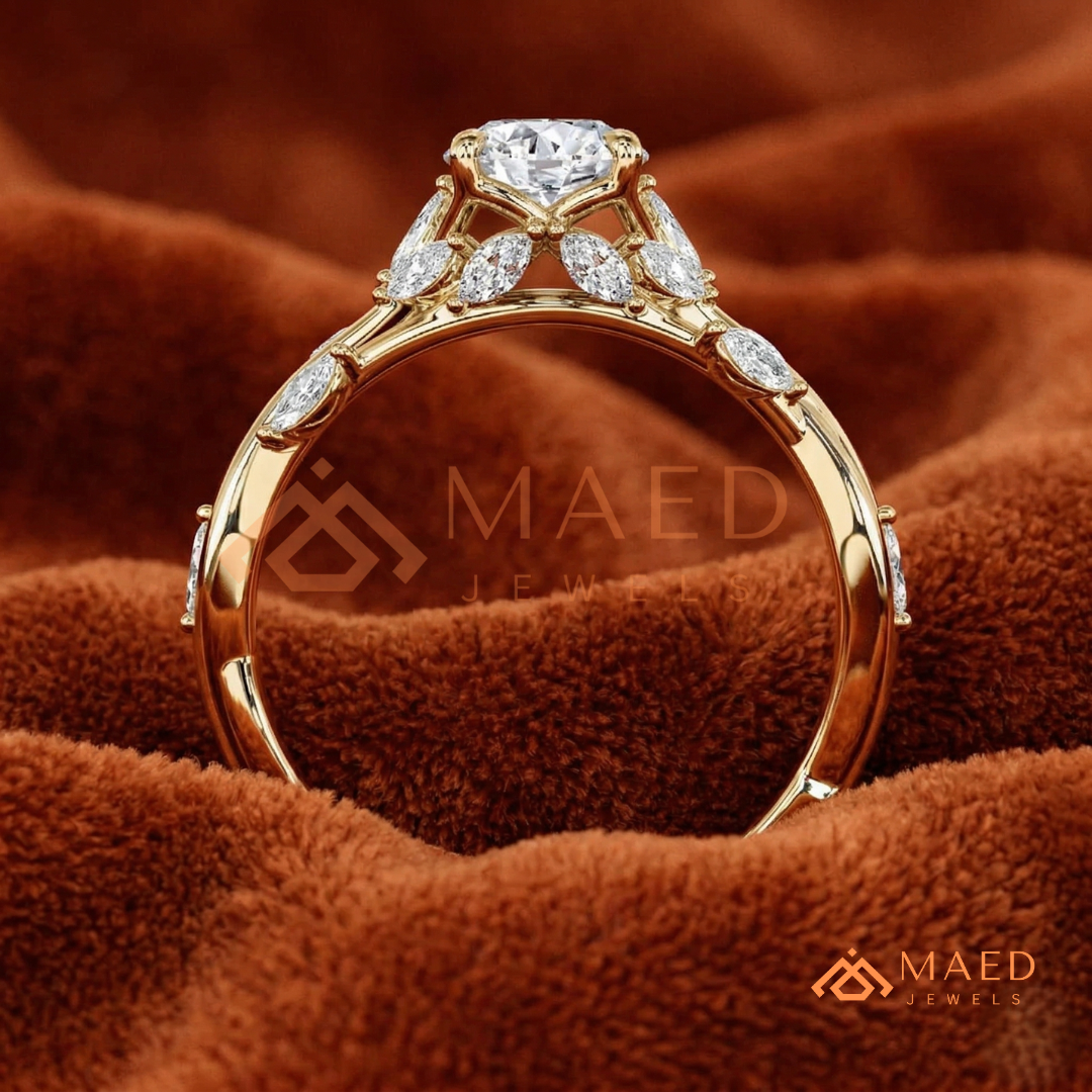 Nature Inspired Twisted Vine Engagement Ring in 14K Gold, Rose Gold & Silver