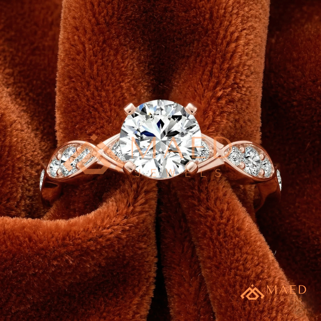 Marquise Accent Solitaire Engagement Ring – Minimalist Diamond Ring