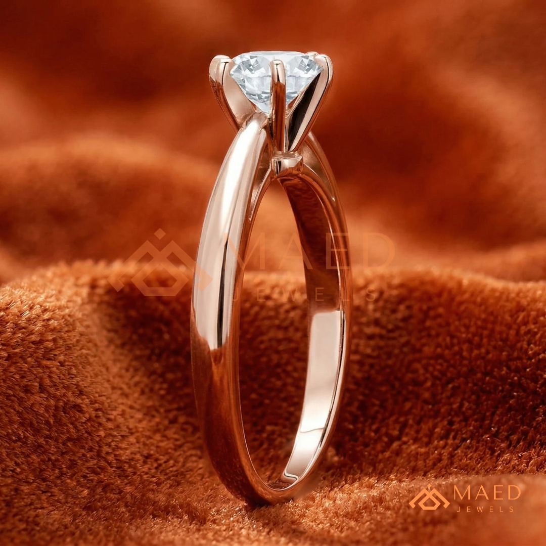 Classic Round Brilliant [Gemstone Type] Tiffany Style Ring in 14K Yellow Gold, Rose Gold & Silver