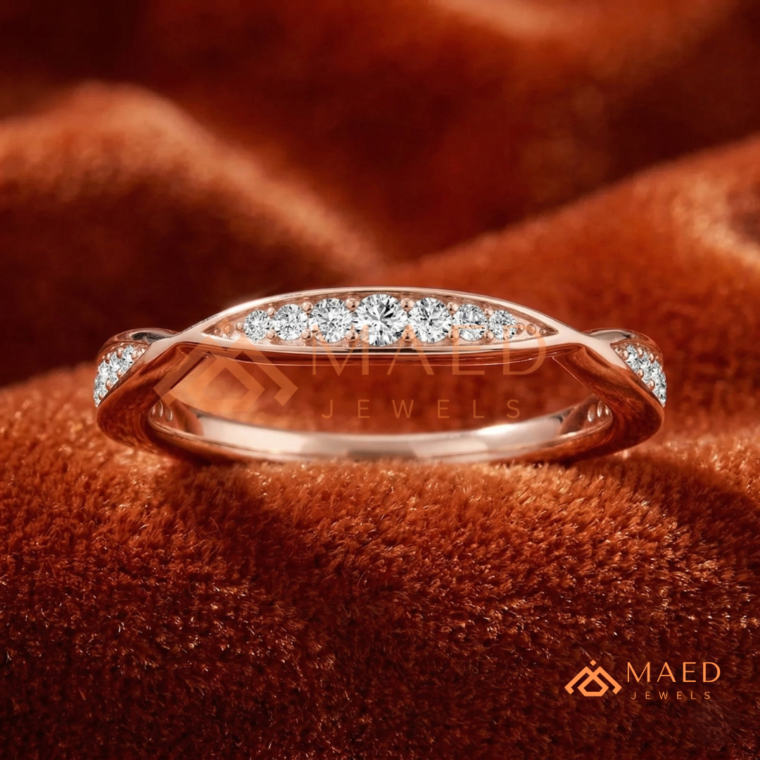 The Interlocking Twist Eternity Band – 2-Row Micro-Pavé Braided Ring (Sterling Silver, 14K Yellow, White, or Rose Gold)