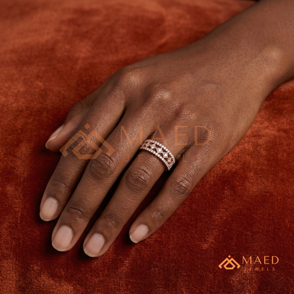 Geometric Openwork Pavé Statement Ring in Silver, 14K Yellow Gold, or Rose Gold