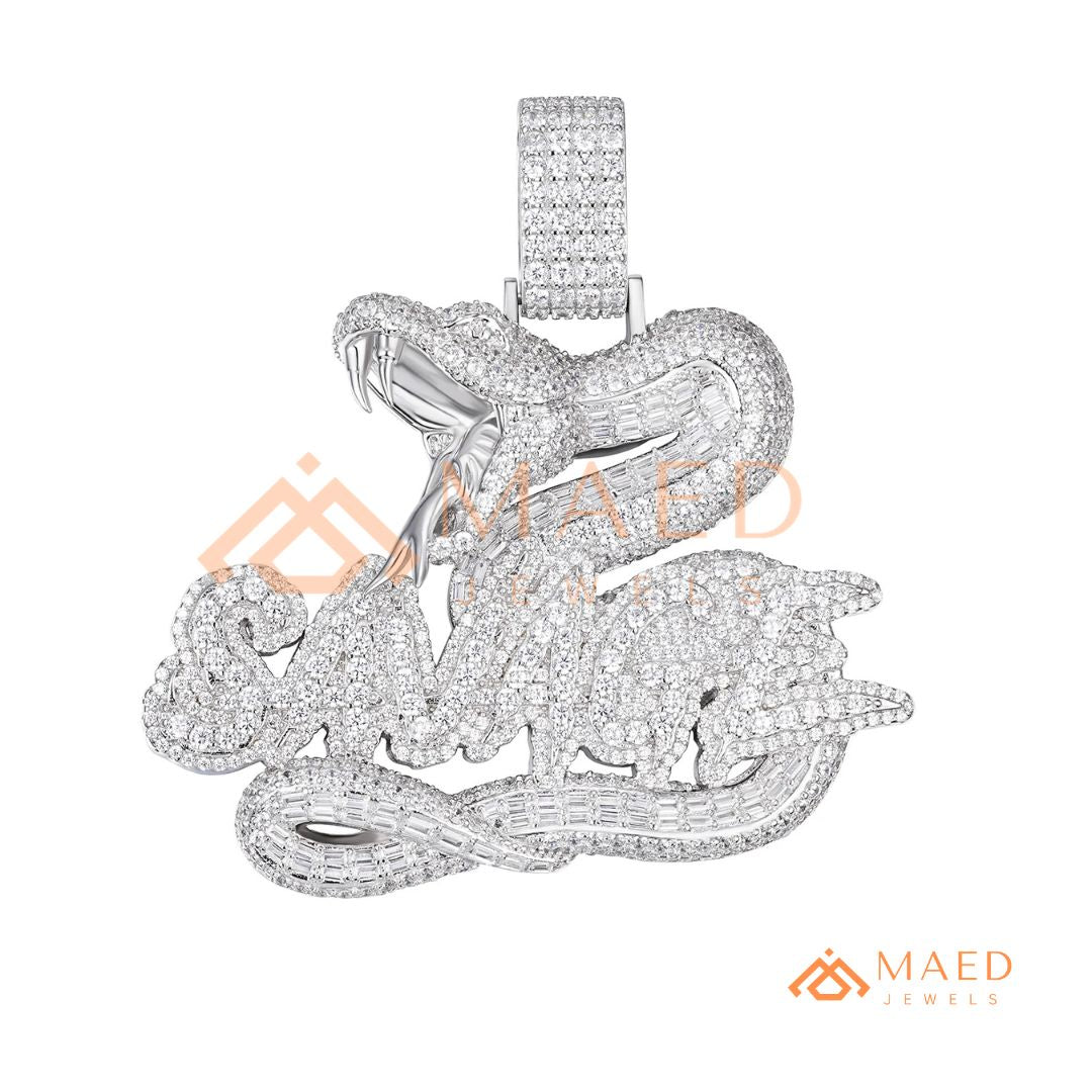 Iced Out "Savage" Snake Pendant - 14K Gold, Rose Gold & Silver Hip Hop Jewelry