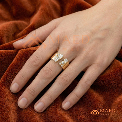 The Mosaic Wide Open Band | Baguette & Round Cluster Statement Ring