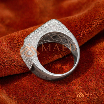 Heavy Rectangular Iced Baguette Signet Ring – 925 Silver, 14K Gold & Rose Gold